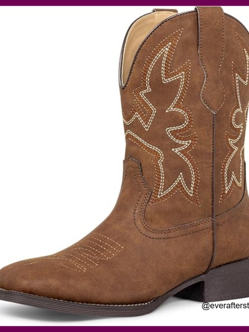 Square Toe Cowboy Boots with Embroidery Chunky Heel Pull On